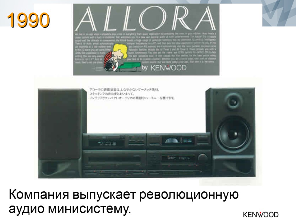 Компания выпускает революционную аудио минисистему. 1990